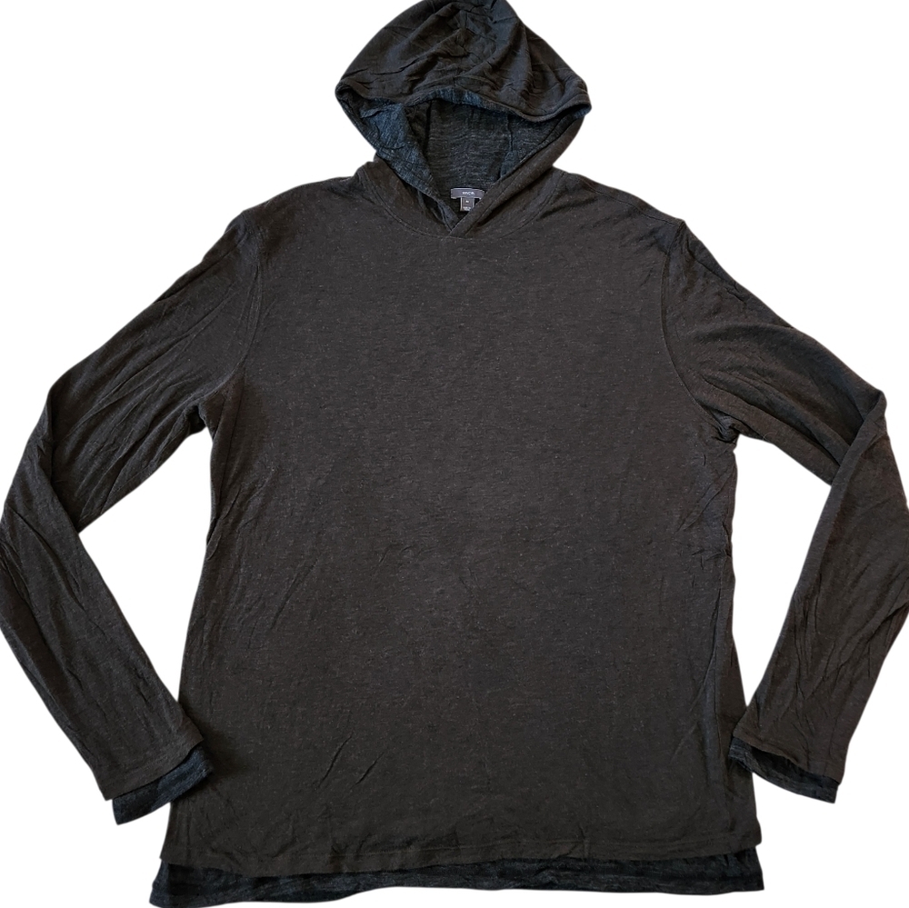 Vince Double Layer Pullover Wool Blend Hoodie Sz XL